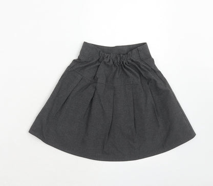 Marks and Spencer Girls Grey Polyester Flare Skirt Size 5-6 Years Regular Pull On
