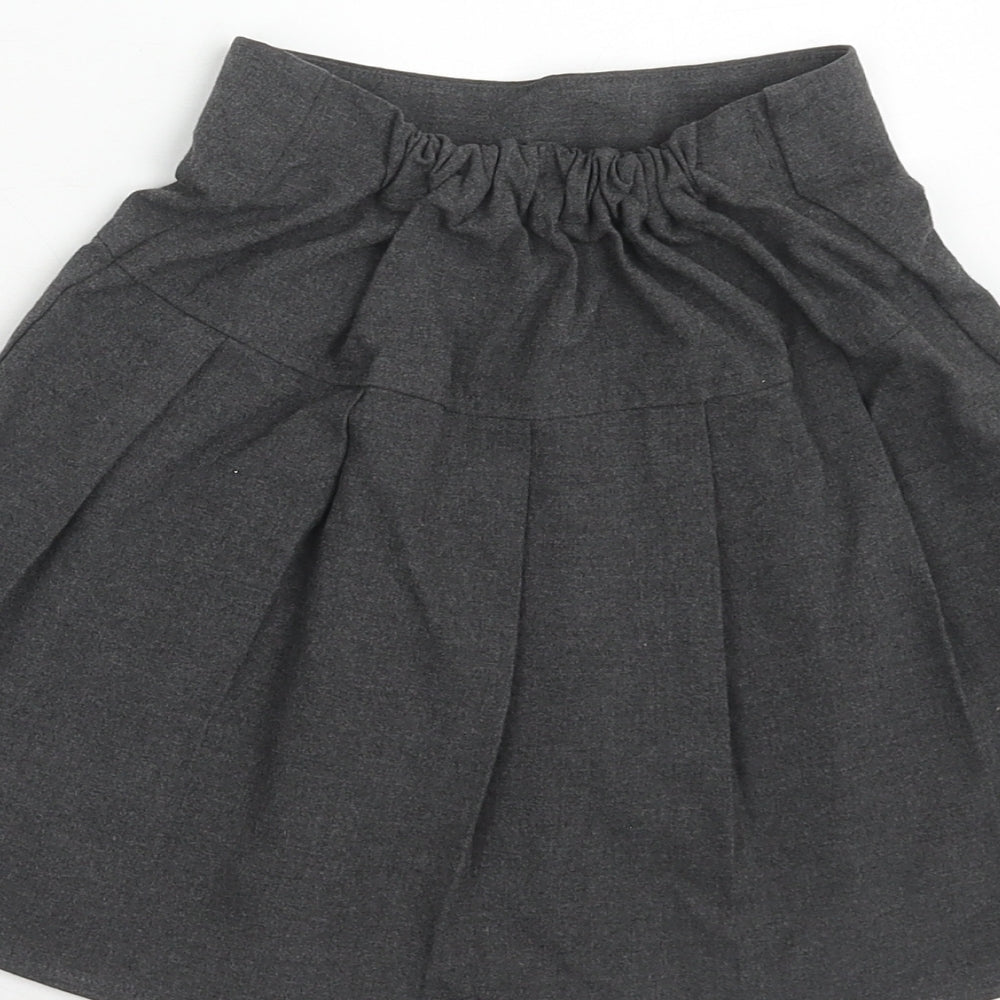 Marks and Spencer Girls Grey Polyester Flare Skirt Size 5-6 Years Regular Pull On