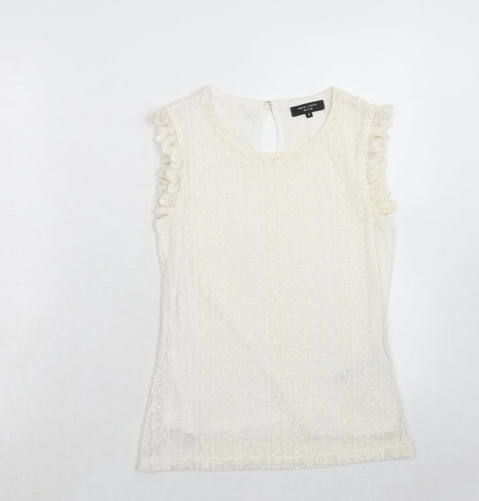 Womens UK Size 8 New Look Ivory Basic Tank