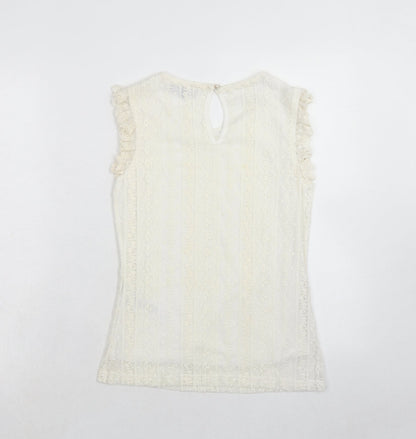 Womens UK Size 8 New Look Ivory Basic Tank