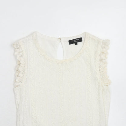 Womens UK Size 8 New Look Ivory Basic Tank