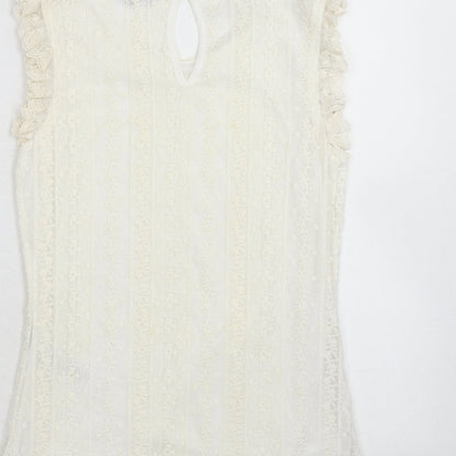 Womens UK Size 8 New Look Ivory Basic Tank