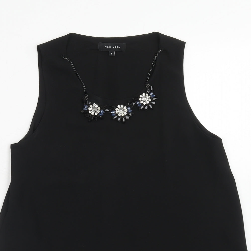 Womens UK Size 8 New Look Black Basic Blouse