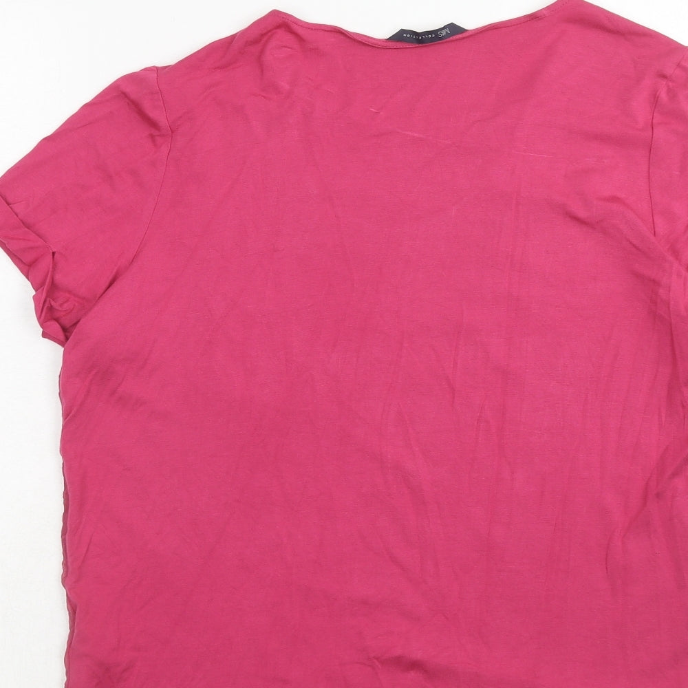 Womens UK Size 14 Marks and Spencer Pink Basic T-Shirt
