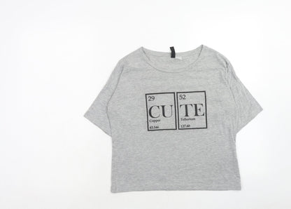 Womens UK Size S H&M Grey Basic T-Shirt