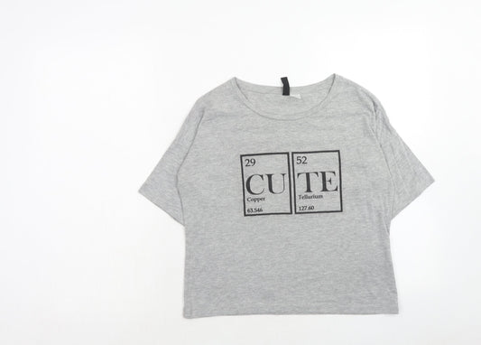 Womens UK Size S H&M Grey Basic T-Shirt