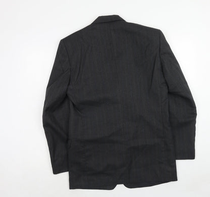 Flex Mens Grey Striped Polyester Jacket Suit Jacket Size 38 Regular