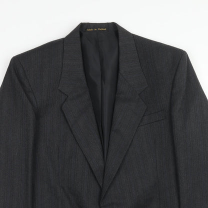 Flex Mens Grey Striped Polyester Jacket Suit Jacket Size 38 Regular
