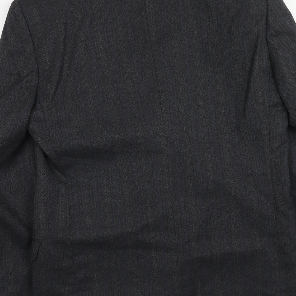 Flex Mens Grey Striped Polyester Jacket Suit Jacket Size 38 Regular