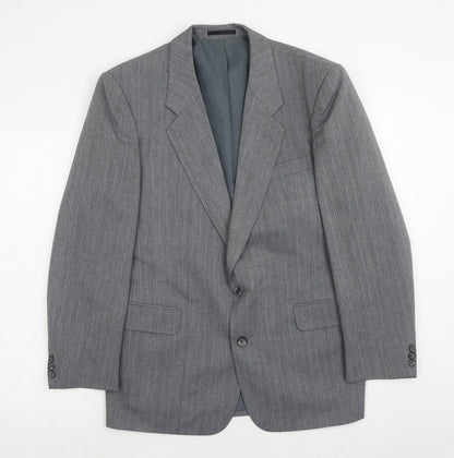 Marlow Mens Grey Striped Polyester Jacket Suit Jacket Size 40 Regular