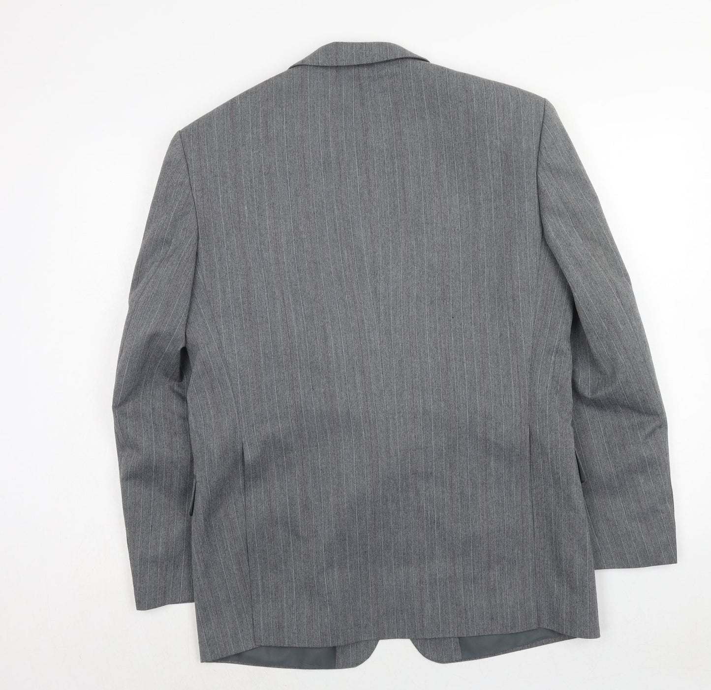 Marlow Mens Grey Striped Polyester Jacket Suit Jacket Size 40 Regular