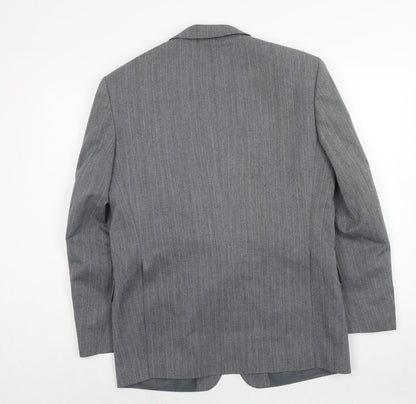 Marlow Mens Grey Striped Polyester Jacket Suit Jacket Size 40 Regular
