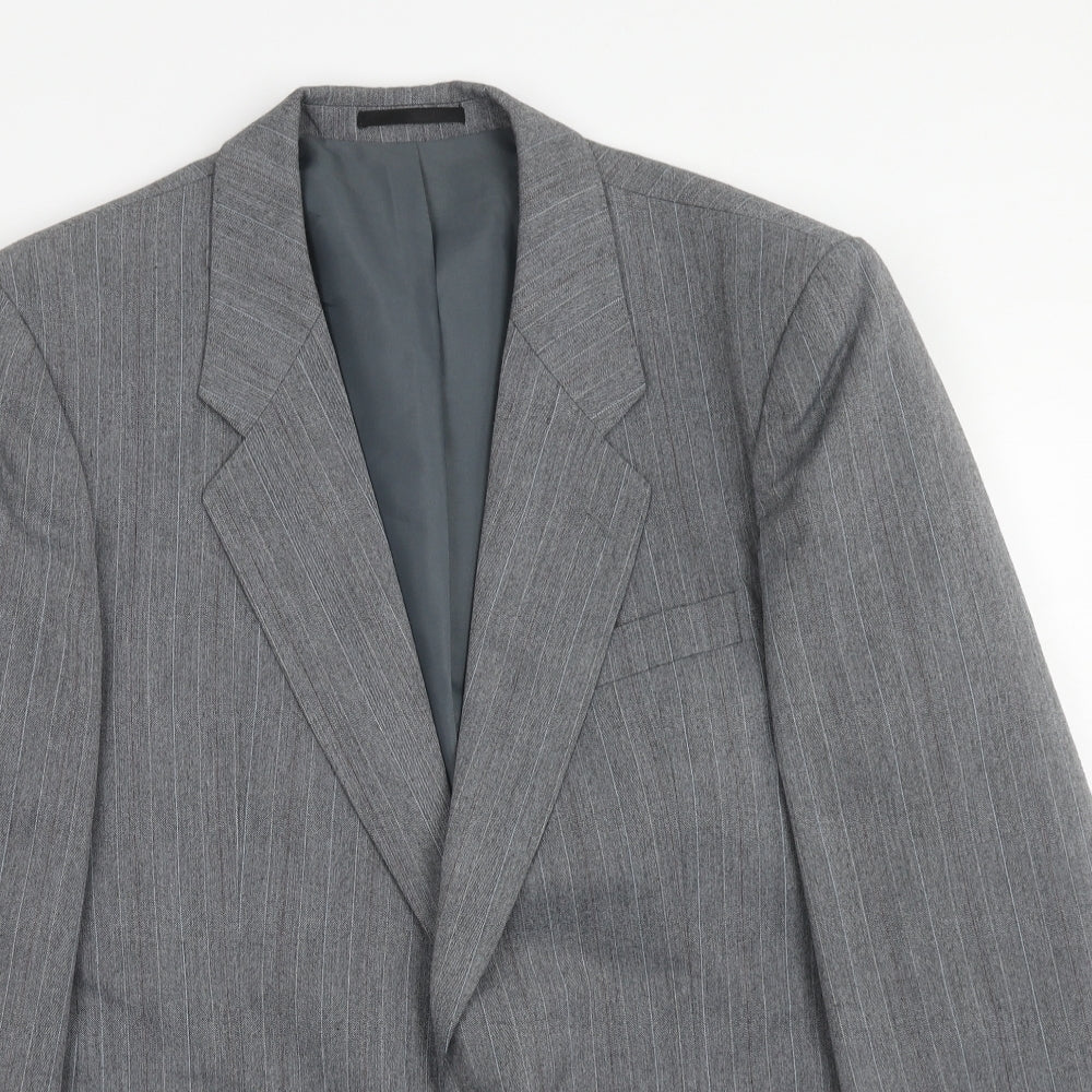Marlow Mens Grey Striped Polyester Jacket Suit Jacket Size 40 Regular
