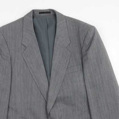 Marlow Mens Grey Striped Polyester Jacket Suit Jacket Size 40 Regular