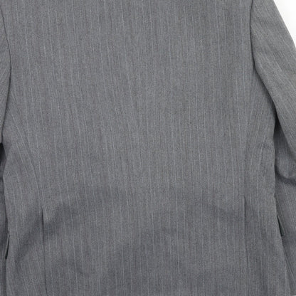 Marlow Mens Grey Striped Polyester Jacket Suit Jacket Size 40 Regular