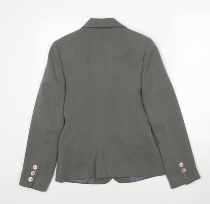 Perletti Milano Womens Grey Viscose Jacket Suit Jacket Size 8 - Shoulder Pads
