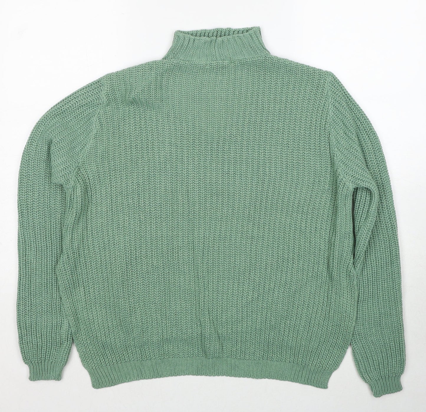 Boohoo Womens Green V-Neck Acrylic Pullover Jumper Size S