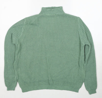 Boohoo Womens Green V-Neck Acrylic Pullover Jumper Size S