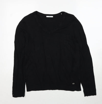 EDC Womens Black Round Neck Polyester Pullover Jumper Size L