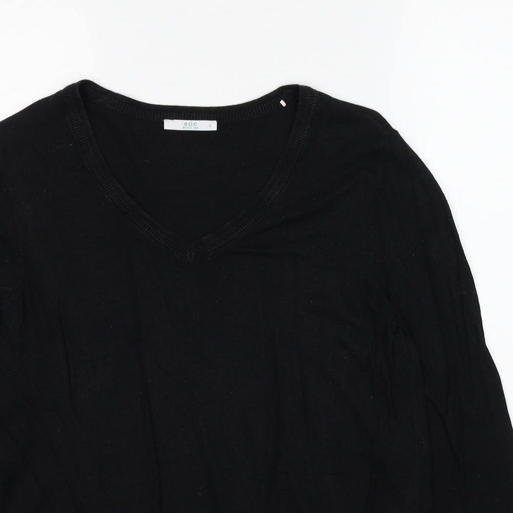 EDC Womens Black Round Neck Polyester Pullover Jumper Size L