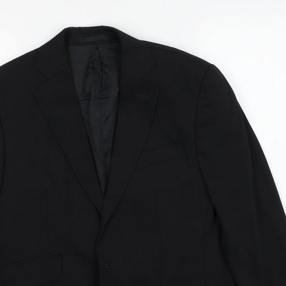 Oscar Flores Mens Black Wool Jacket Suit Jacket Size 34 Regular