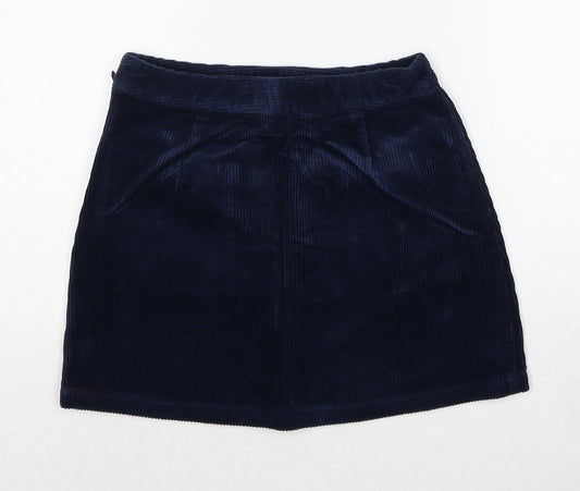 FOREVER 21 Womens Blue Cotton A-Line Skirt Size S Zip