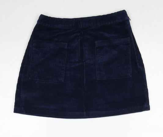 FOREVER 21 Womens Blue Cotton A-Line Skirt Size S Zip