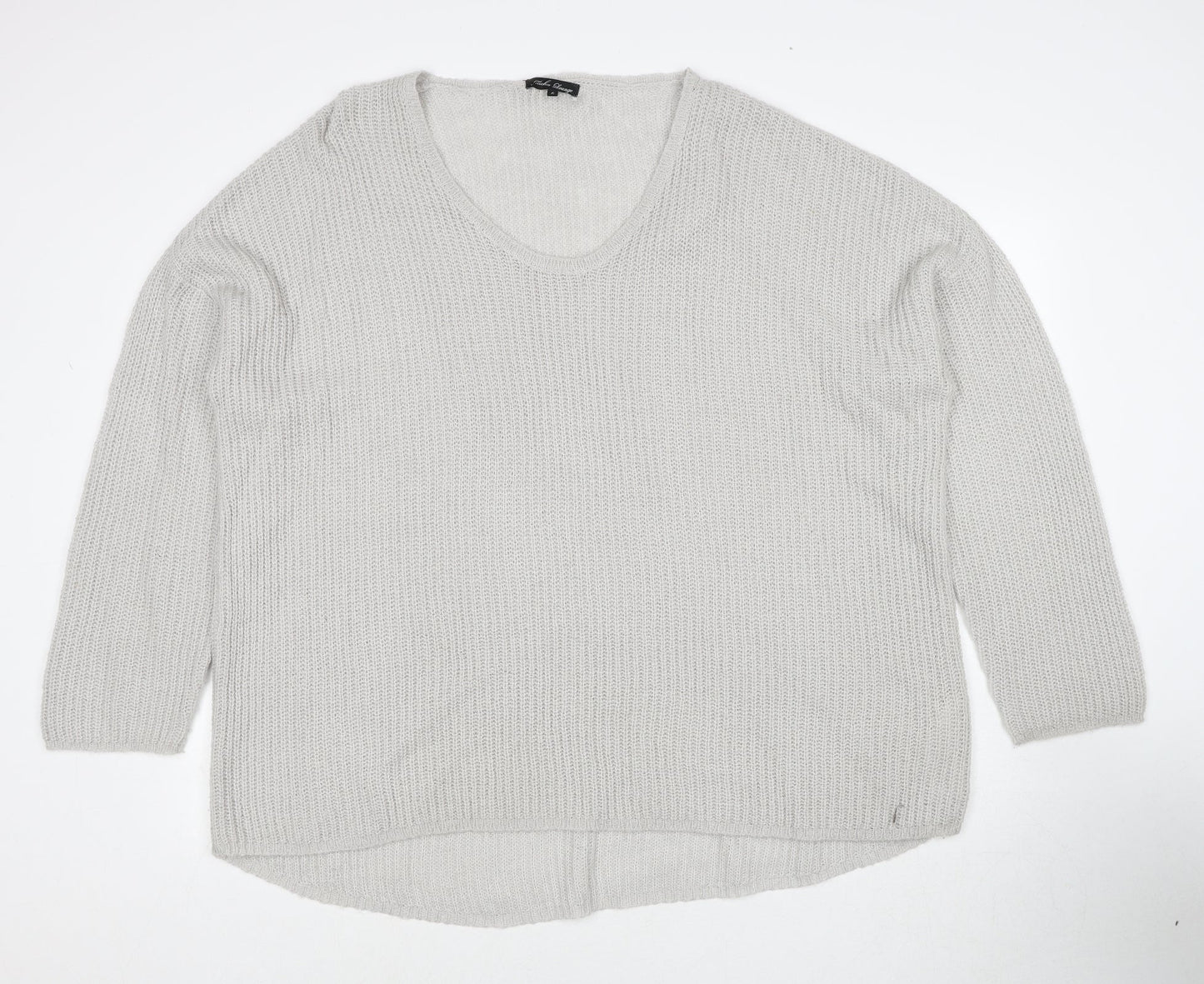 Mitcha Launge Womens Grey Scoop Neck Acrylic Pullover Jumper Size L