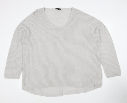 Mitcha Launge Womens Grey Scoop Neck Acrylic Pullover Jumper Size L