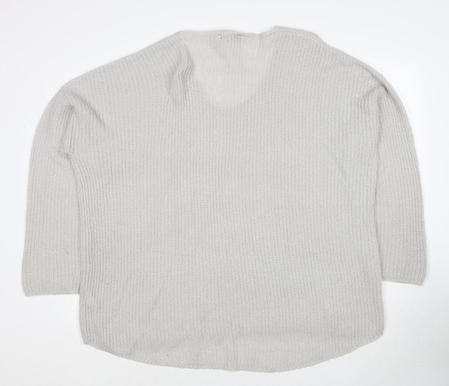 Mitcha Launge Womens Grey Scoop Neck Acrylic Pullover Jumper Size L