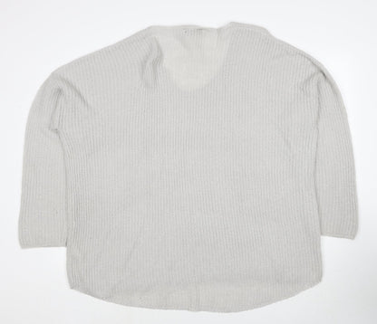 Mitcha Launge Womens Grey Scoop Neck Acrylic Pullover Jumper Size L