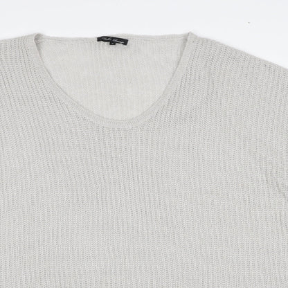 Mitcha Launge Womens Grey Scoop Neck Acrylic Pullover Jumper Size L