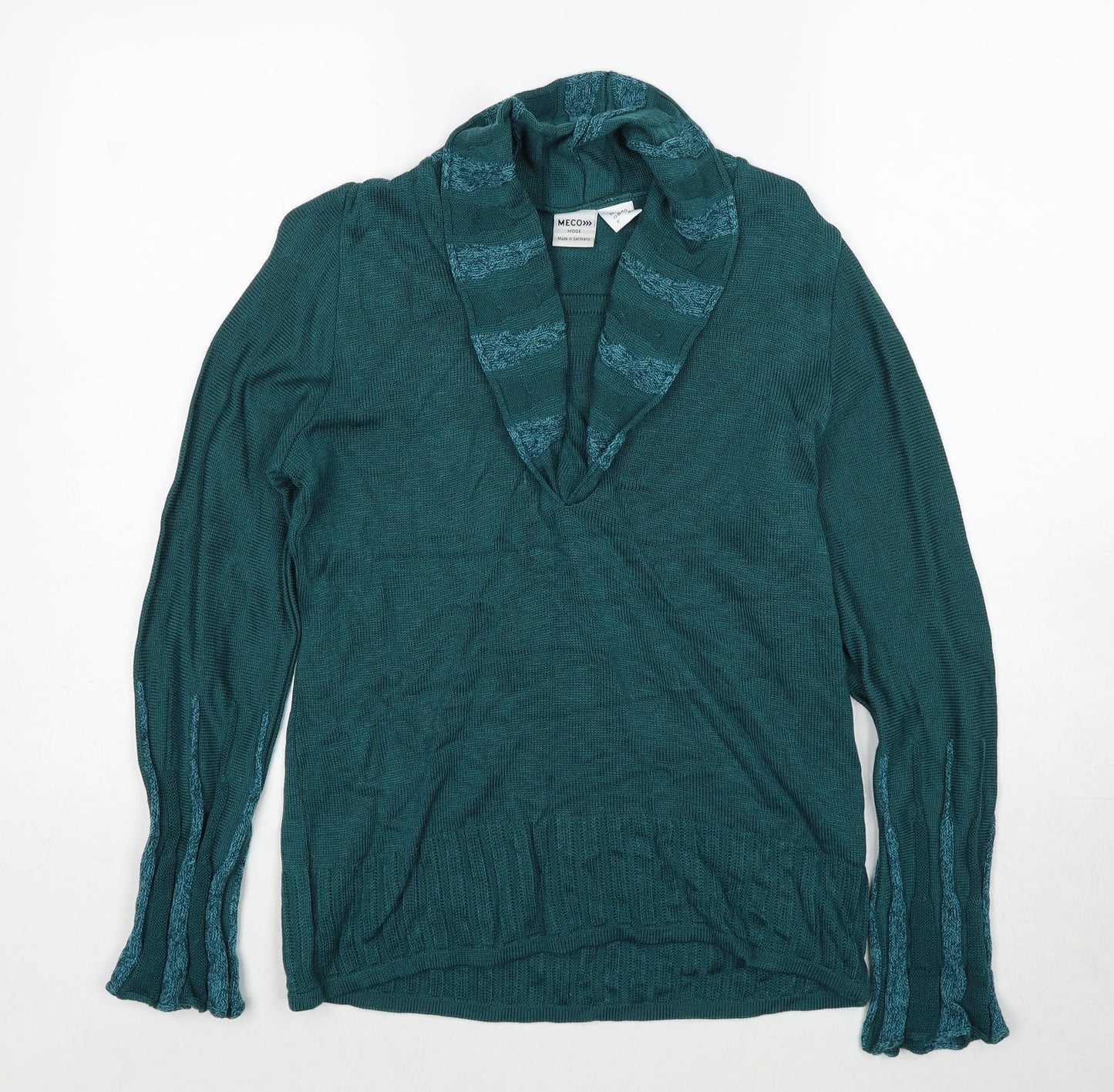 Meco Mode Womens Blue V-Neck Acrylic Pullover Jumper Size 14