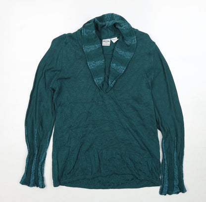 Meco Mode Womens Blue V-Neck Acrylic Pullover Jumper Size 14