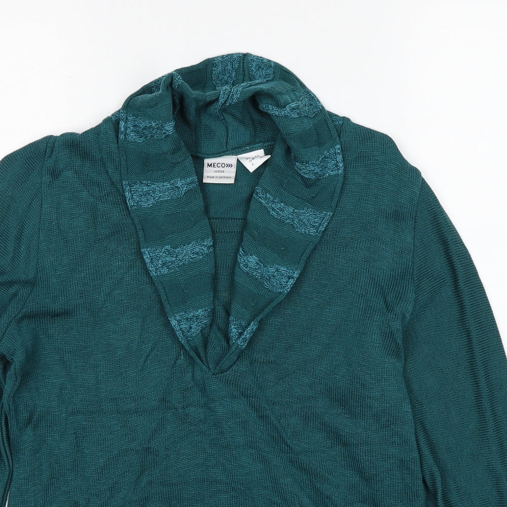 Meco Mode Womens Blue V-Neck Acrylic Pullover Jumper Size 14