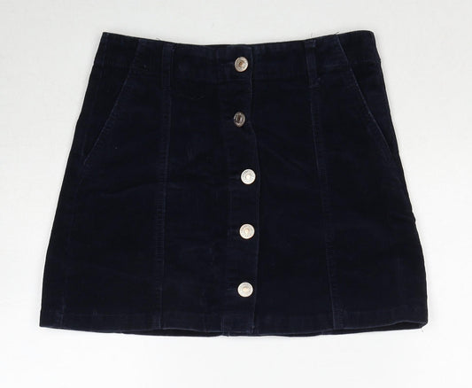 FOREVER 21 Womens Blue Cotton A-Line Skirt Size 26 in Button