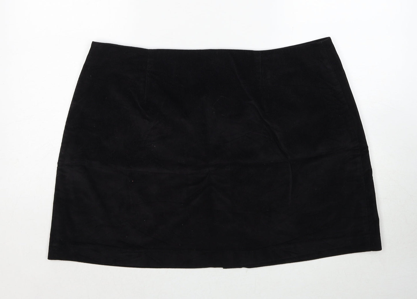 Tayfan Womens Black Cotton A-Line Skirt Size 38 in Button