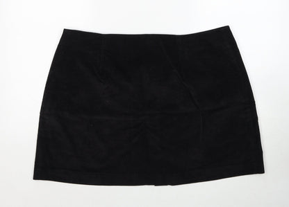 Tayfan Womens Black Cotton A-Line Skirt Size 38 in Button