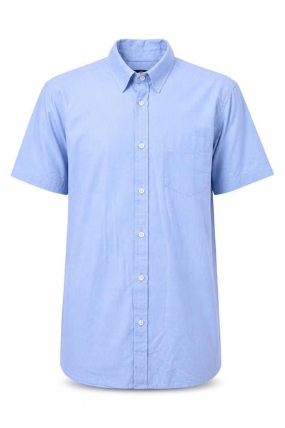 Mens UK Size S Cambridge Dry Goods Blue  Button-Up Short Sleeve Casual Shirt
