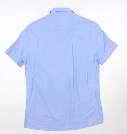 Mens UK Size S Cambridge Dry Goods Blue  Button-Up Short Sleeve Casual Shirt