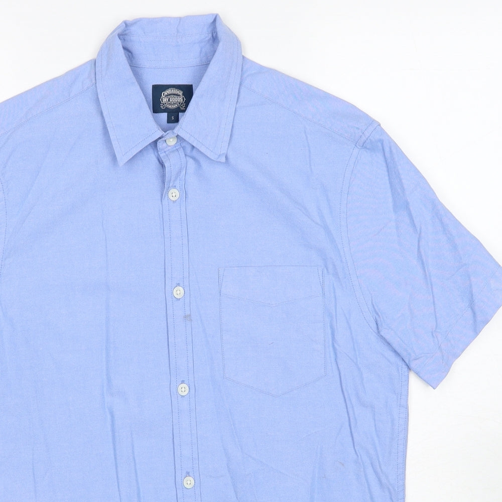 Mens UK Size S Cambridge Dry Goods Blue  Button-Up Short Sleeve Casual Shirt