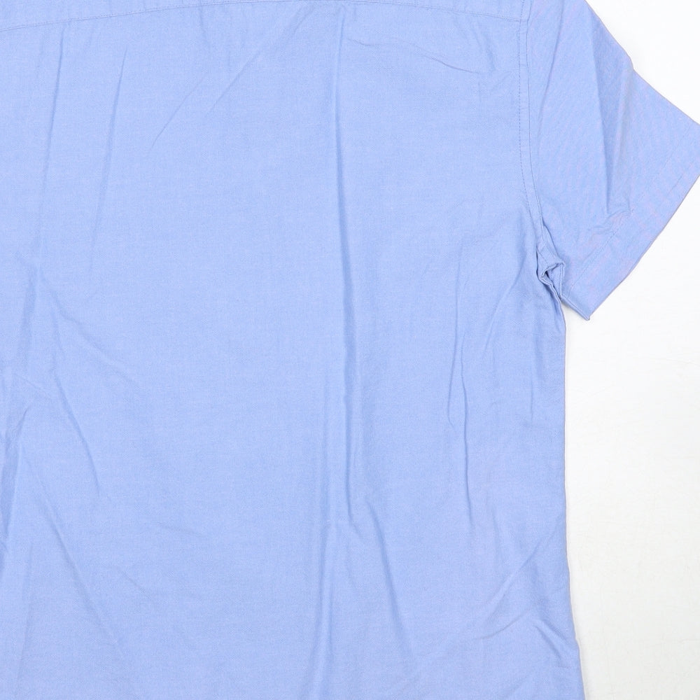 Mens UK Size S Cambridge Dry Goods Blue  Button-Up Short Sleeve Casual Shirt