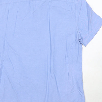Mens UK Size S Cambridge Dry Goods Blue  Button-Up Short Sleeve Casual Shirt