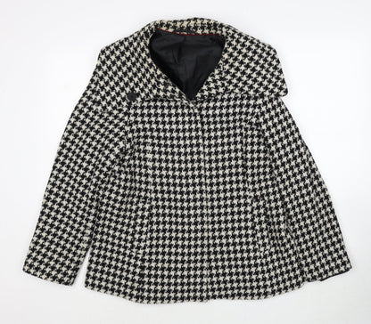 Mackays Womens Black Geometric Jacket Size 12 Button