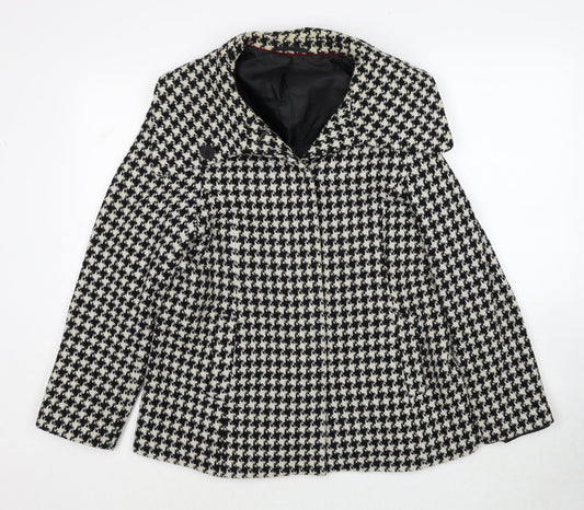 Mackays Womens Black Geometric Jacket Size 12 Button