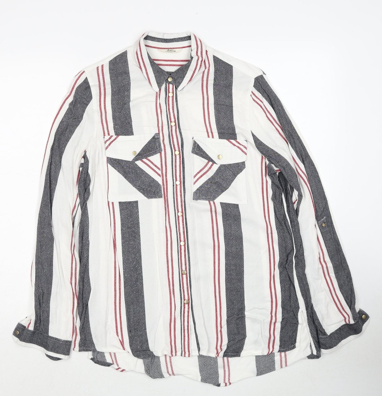 Womens UK Size 10 River Island White Basic Button-Up