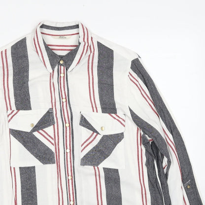 Womens UK Size 10 River Island White Basic Button-Up