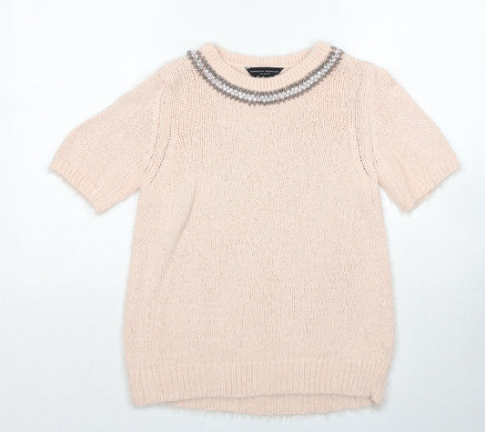 Dorothy Perkins Womens Pink Round Neck Acrylic Pullover Jumper Size 10