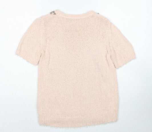 Dorothy Perkins Womens Pink Round Neck Acrylic Pullover Jumper Size 10