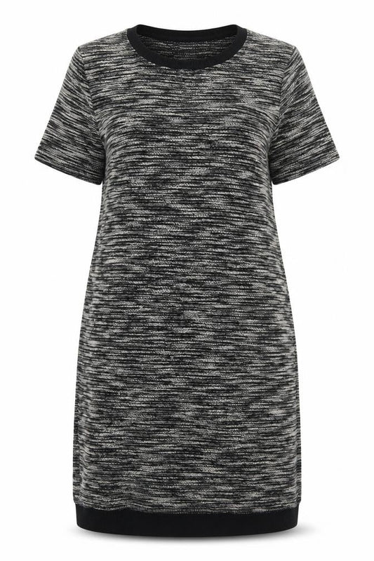 Marks and Spencer Womens Black Geometric Polyester A-Line Size 12 Round Neck Pullover